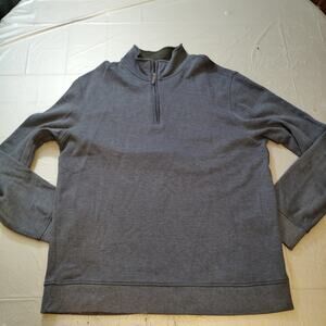 Van Heusen Quarter Zip Pullover Sweater XL Gray Cotton Blend Long Sleeve
